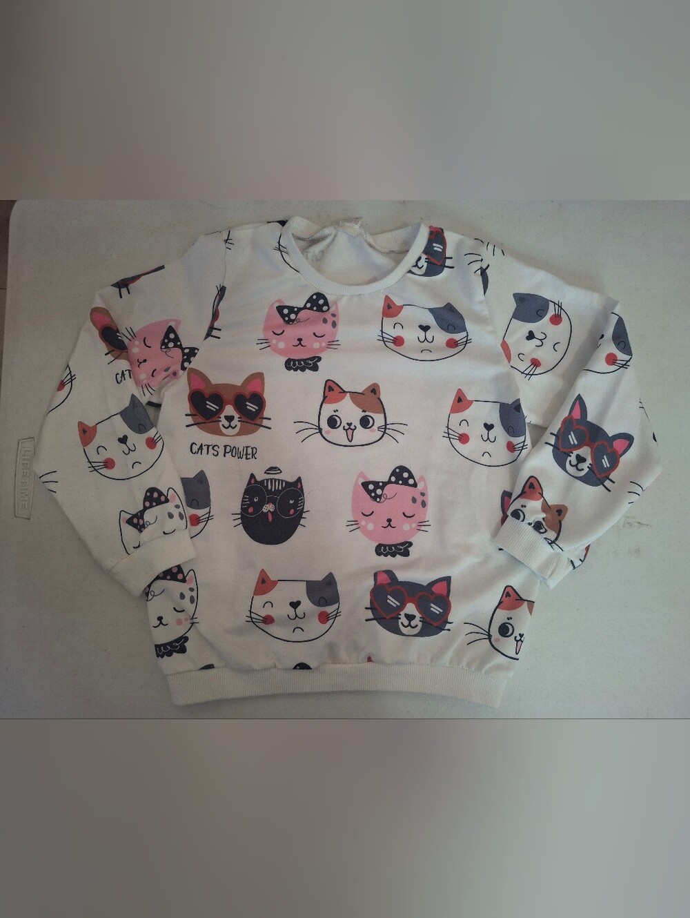 GUC Cute Cats Power Pink & White Cat Print Sweatshirt